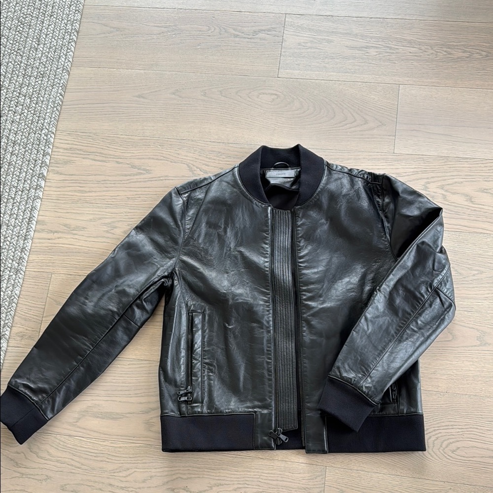 Black Leather Bomber Jacket